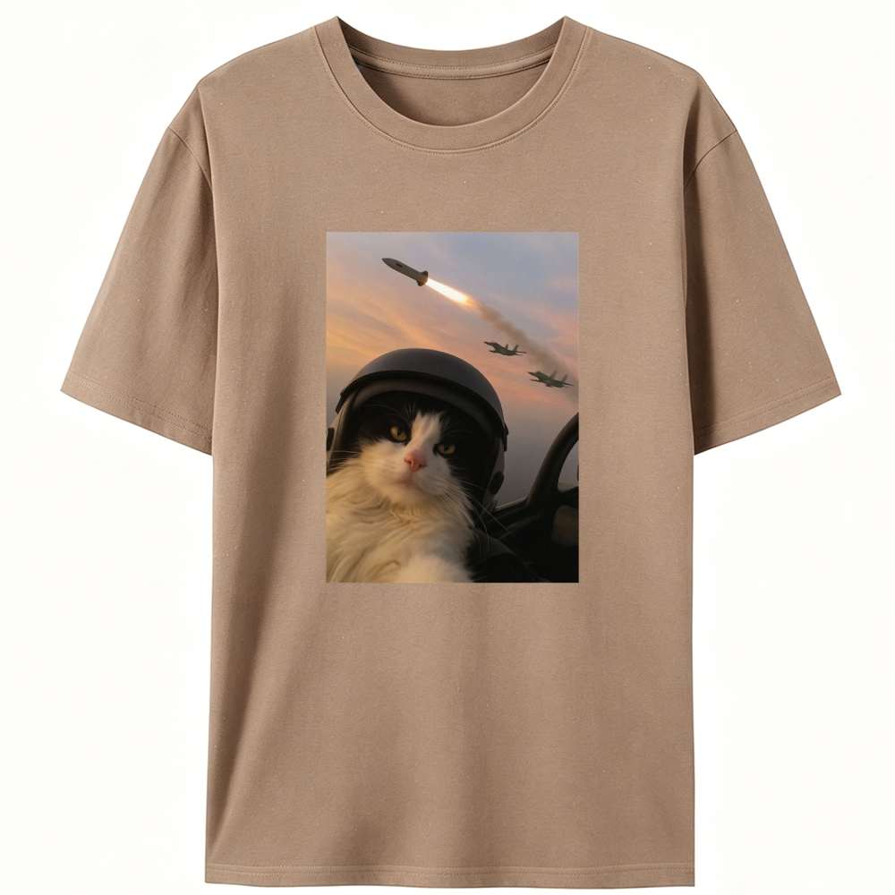 Sunset Fighter Meow Retro Designed for Women - Slim Fit Cotton Tee