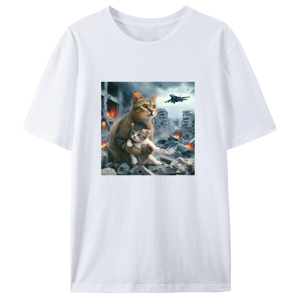 Apocalypse Hug Cat Retro Designed for Women - Slim Fit Cotton Tee