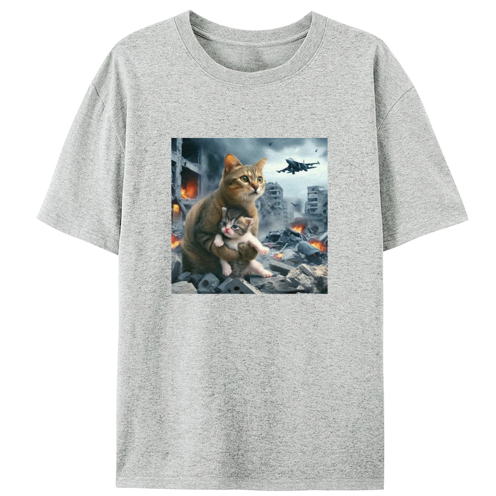 Apocalypse Hug Cat Retro Designed for Women - Slim Fit Cotton Tee
