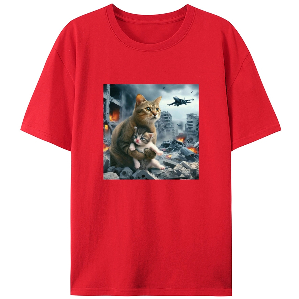 Apocalypse Hug Cat Retro Designed for Women - Slim Fit Cotton Tee
