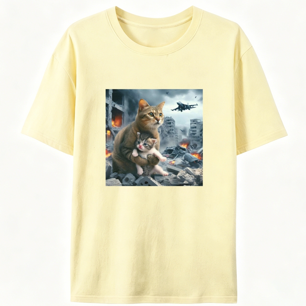Apocalypse Hug Cat Retro Designed for Women - Slim Fit Cotton Tee