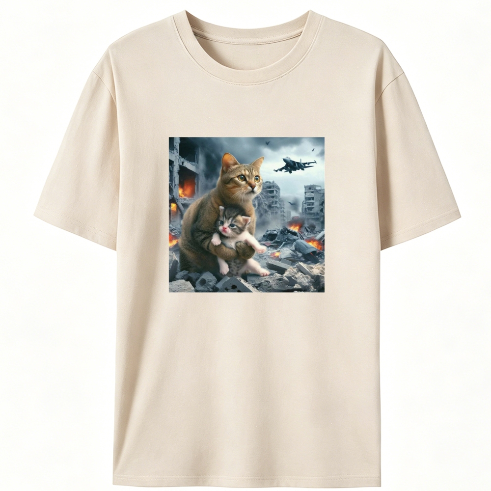 Apocalypse Hug Cat Retro Designed for Women - Slim Fit Cotton Tee