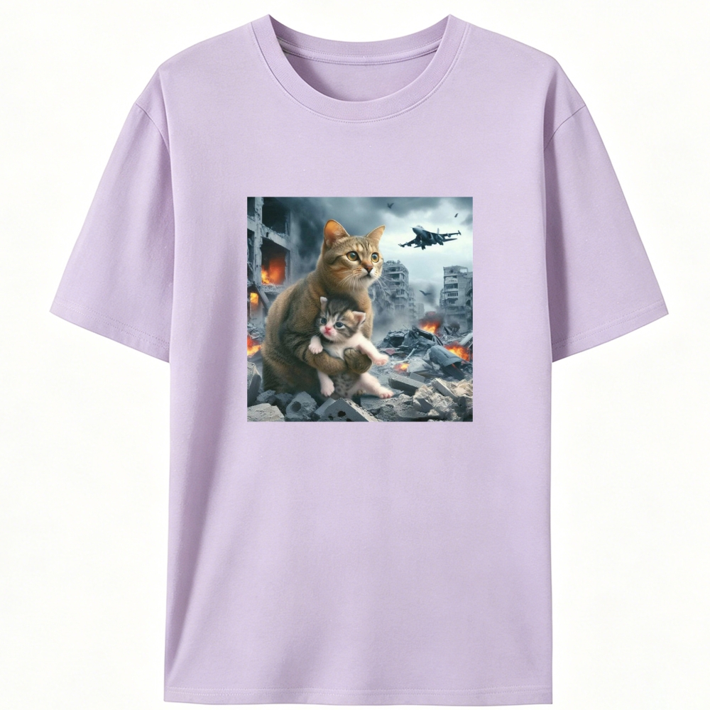 Apocalypse Hug Cat Retro Designed for Women - Slim Fit Cotton Tee