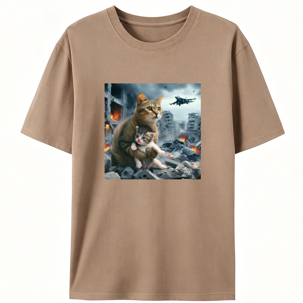 Apocalypse Hug Cat Retro Designed for Women - Slim Fit Cotton Tee