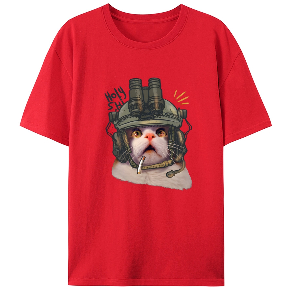 Holy Shit Meow Retro Designed for Women - Slim Fit Cotton Tee