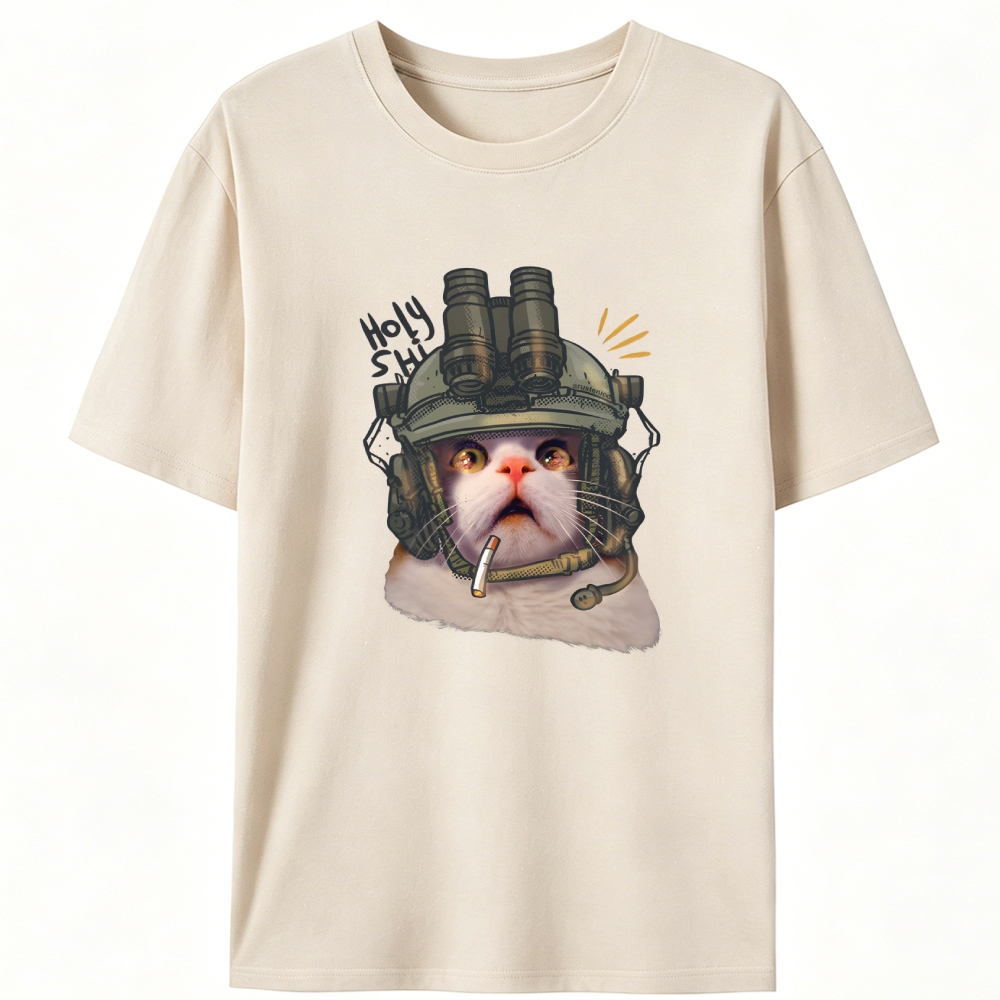 Holy Shit Meow Retro Designed for Women - Slim Fit Cotton Tee