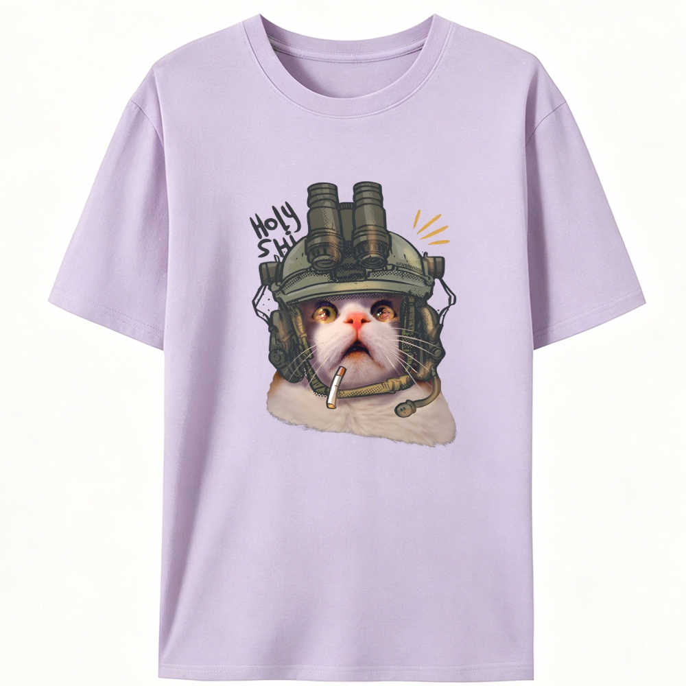 Holy Shit Meow Retro Designed for Women - Slim Fit Cotton Tee