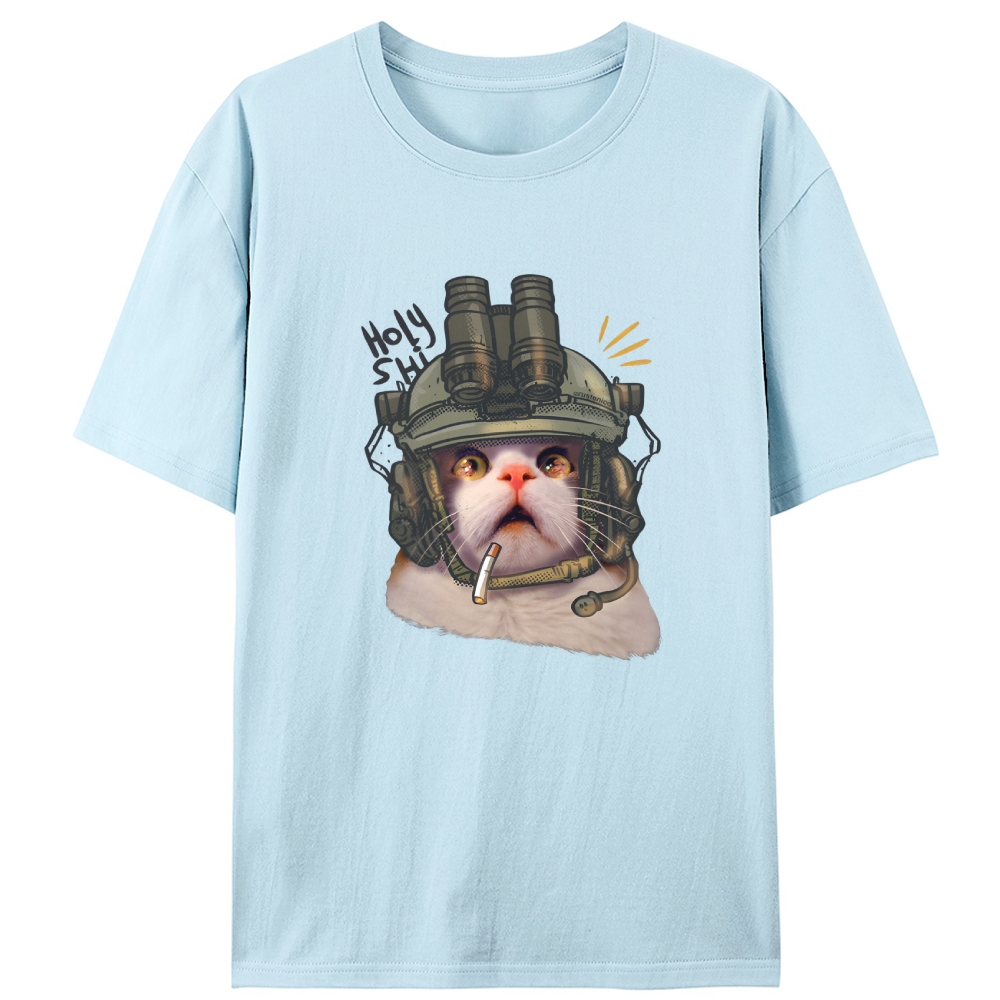 Holy Shit Meow Retro Designed for Women - Slim Fit Cotton Tee