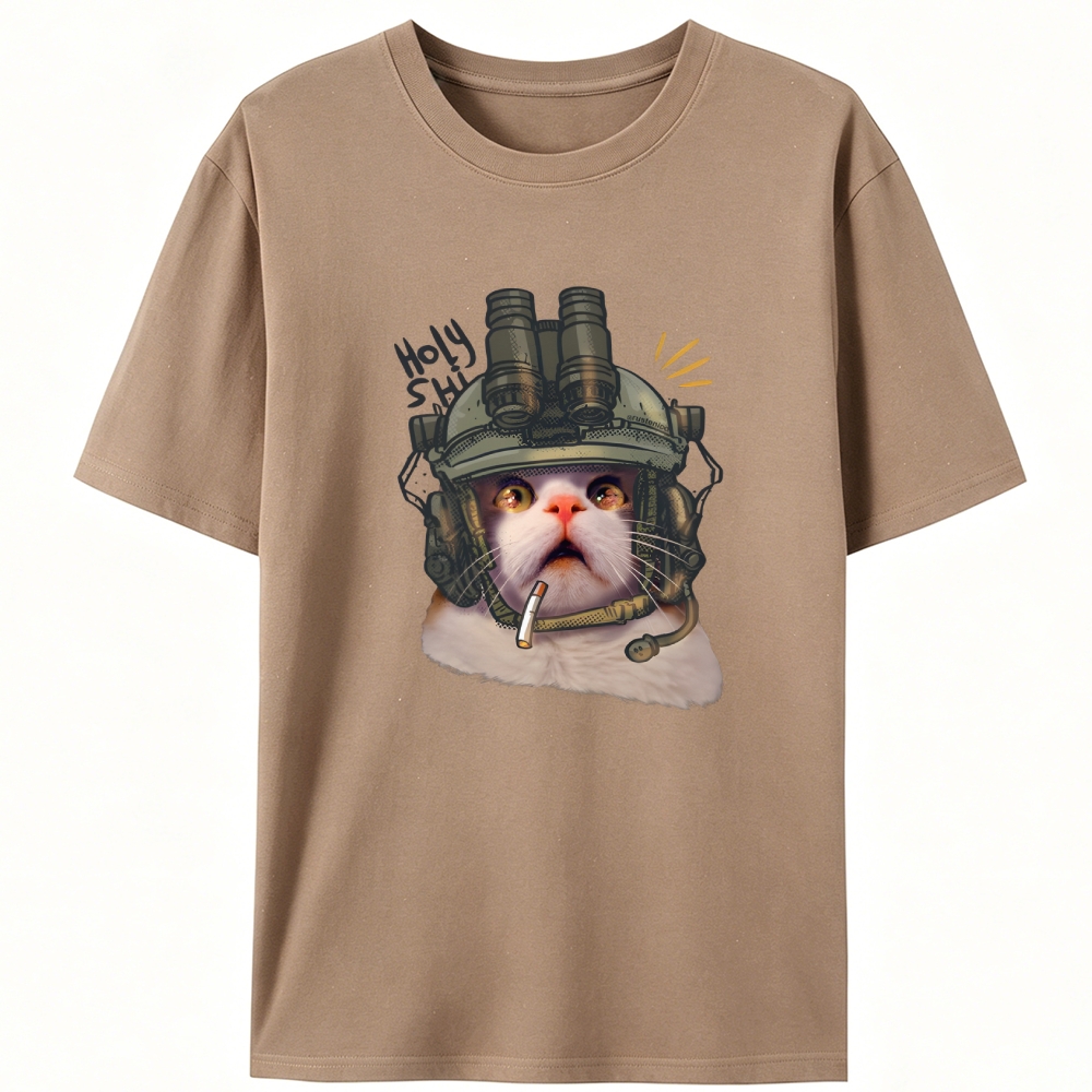 Holy Shit Meow Retro Designed for Women - Slim Fit Cotton Tee