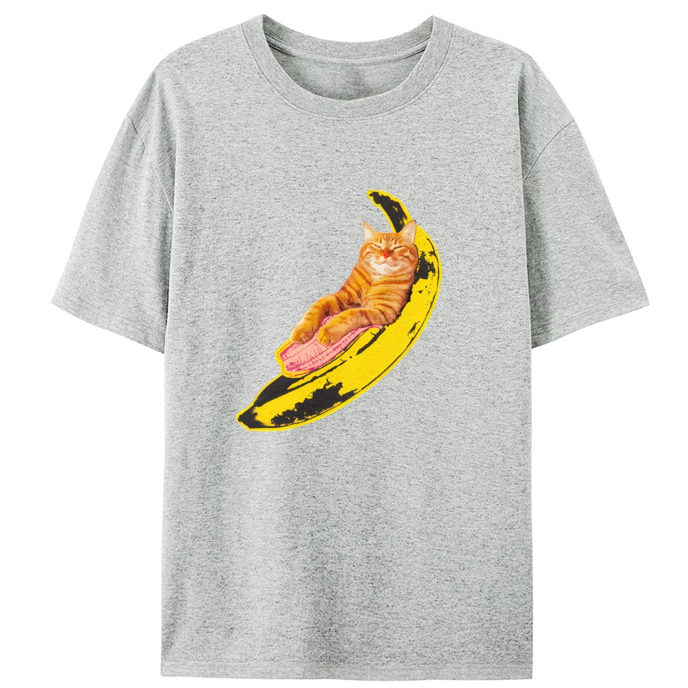 Banana Cat Chill Retro Designed for Women - Slim Fit Cotton Tee