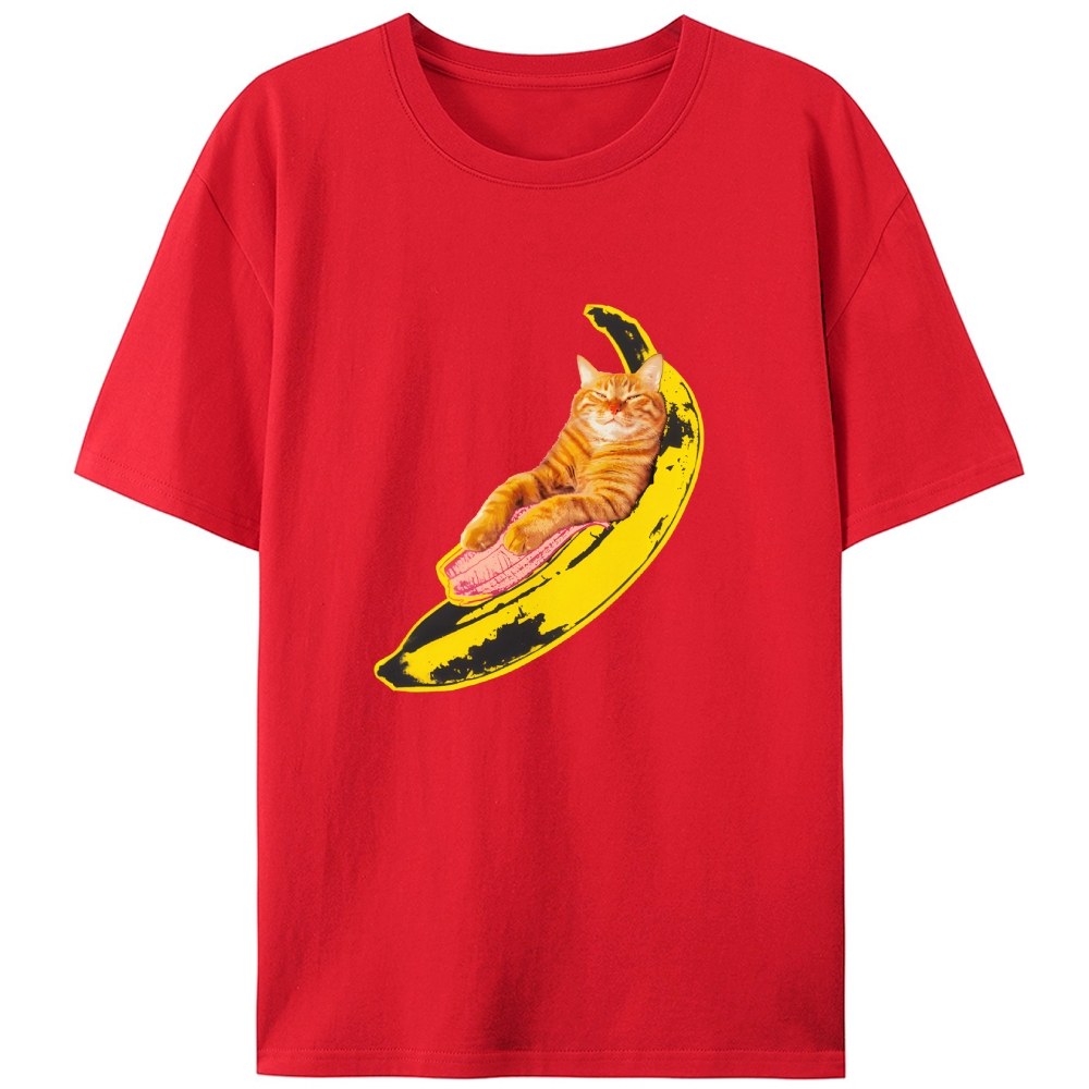 Banana Cat Chill Retro Designed for Women - Slim Fit Cotton Tee
