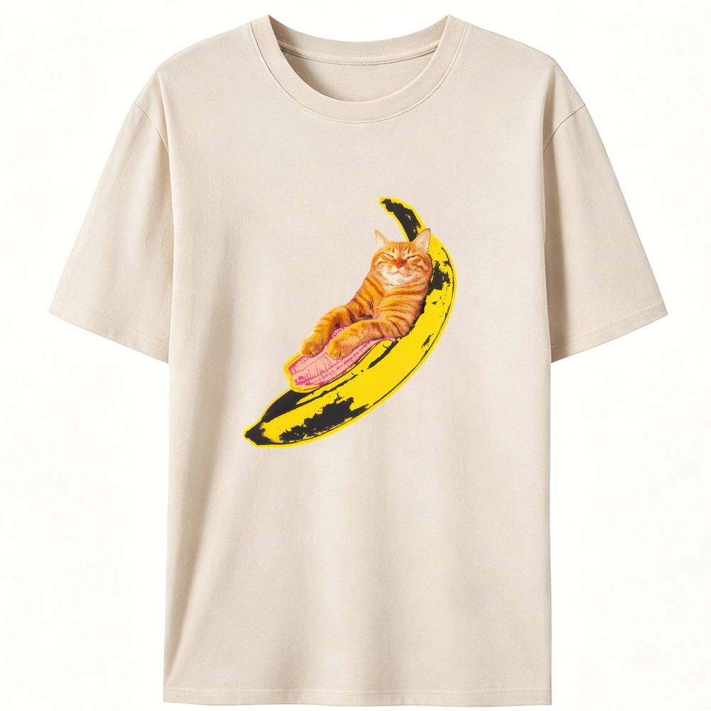 Banana Cat Chill Retro Designed for Women - Slim Fit Cotton Tee