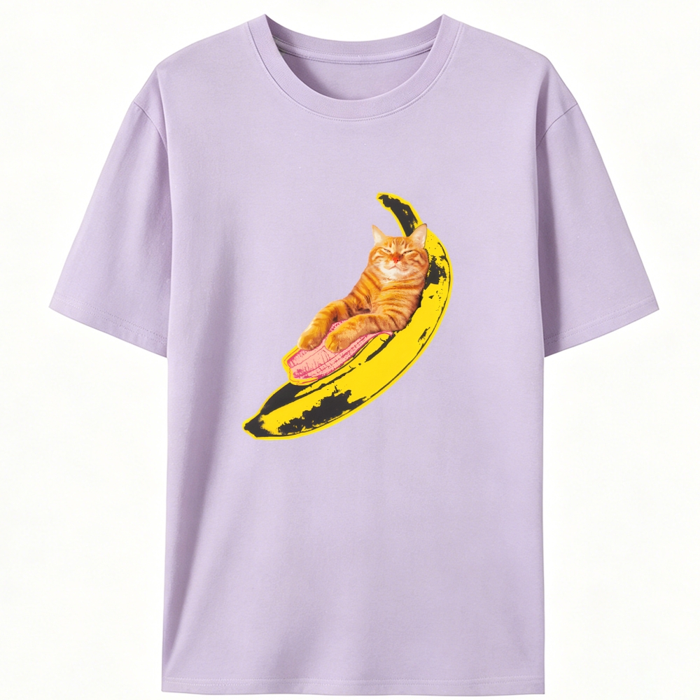 Banana Cat Chill Retro Designed for Women - Slim Fit Cotton Tee