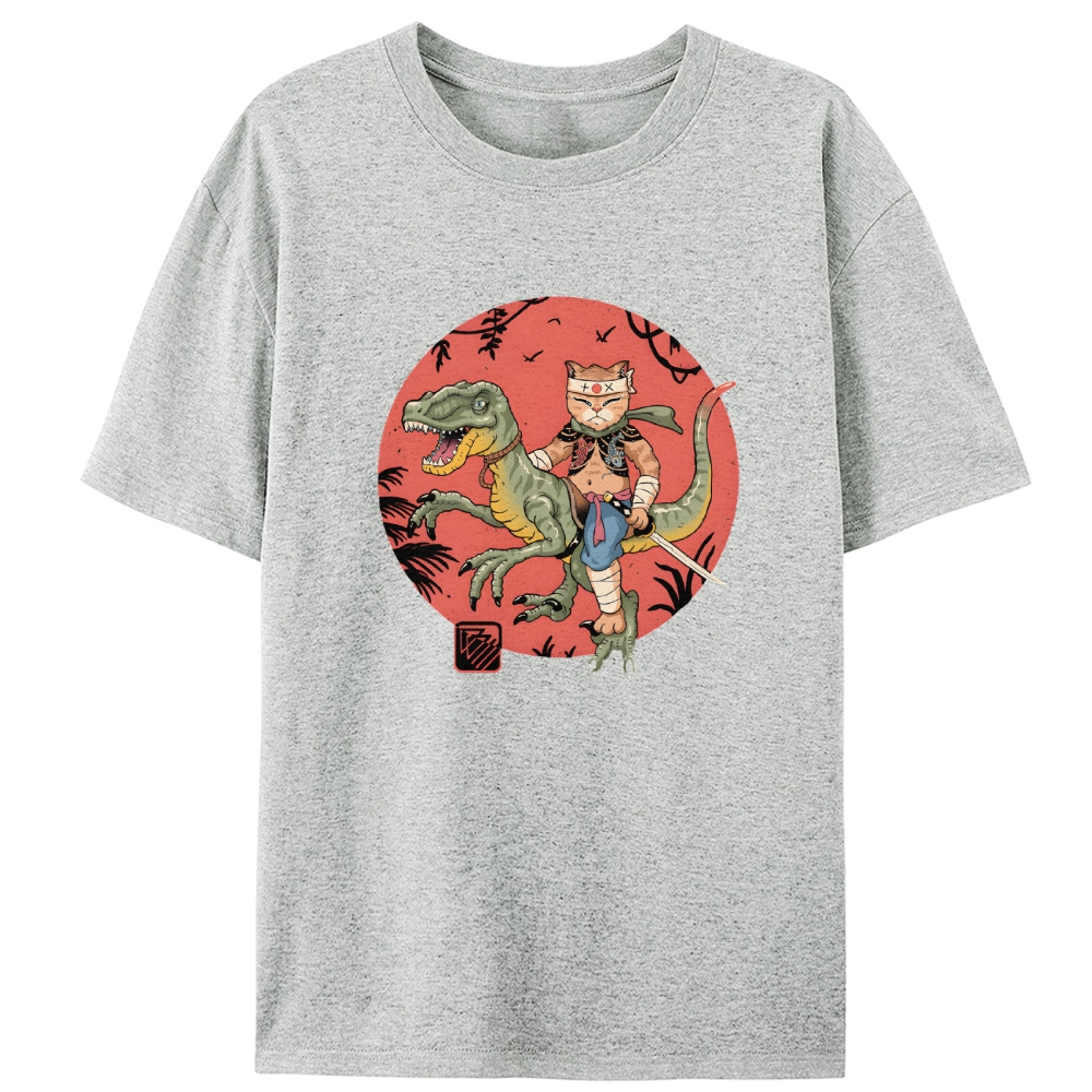 Samurai Cat Rider Retro Designed for Women - Slim Fit Cotton Tee