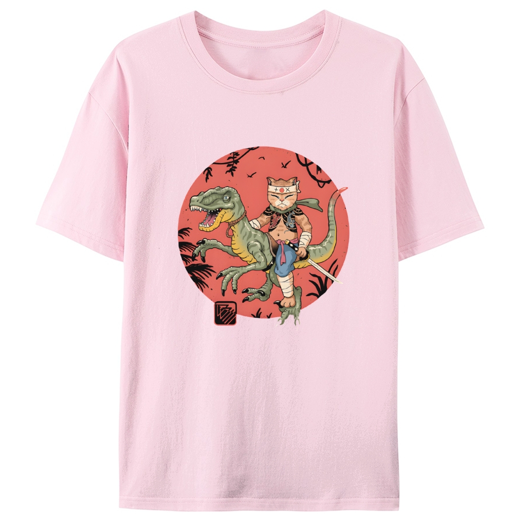 Samurai Cat Rider Retro Designed for Women - Slim Fit Cotton Tee