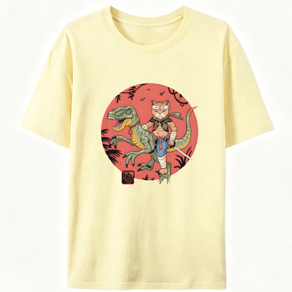 Samurai Cat Rider Retro Designed for Women - Slim Fit Cotton Tee