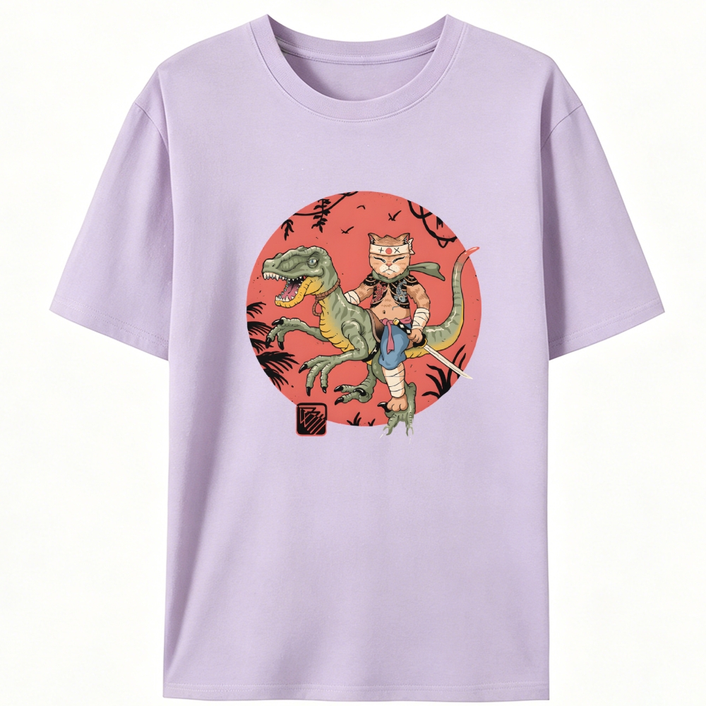 Samurai Cat Rider Retro Designed for Women - Slim Fit Cotton Tee