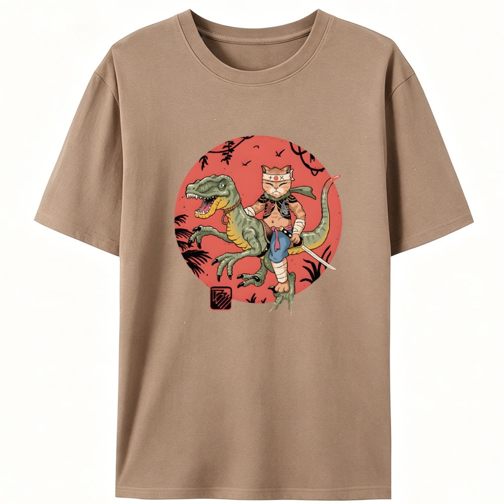 Samurai Cat Rider Retro Designed for Women - Slim Fit Cotton Tee