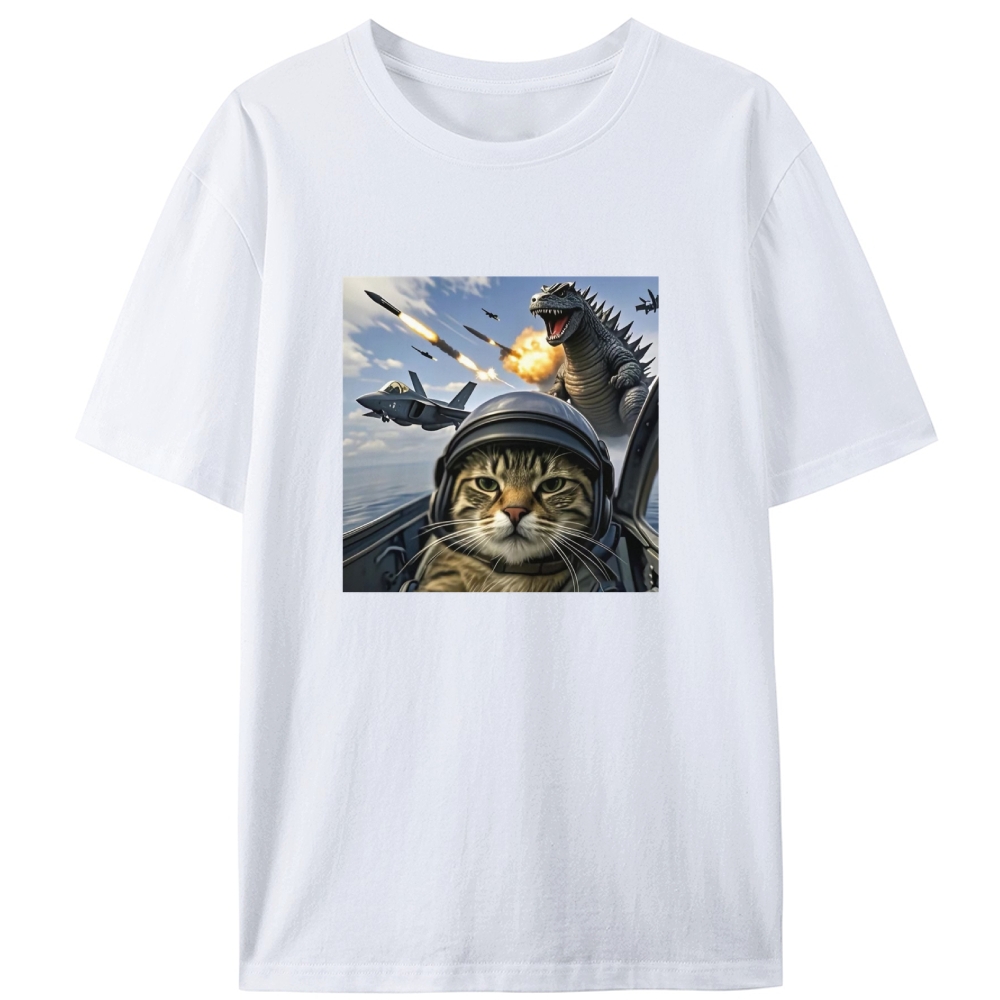 Kaiju Pilot Cat Retro Designed for Women - Slim Fit Cotton Tee