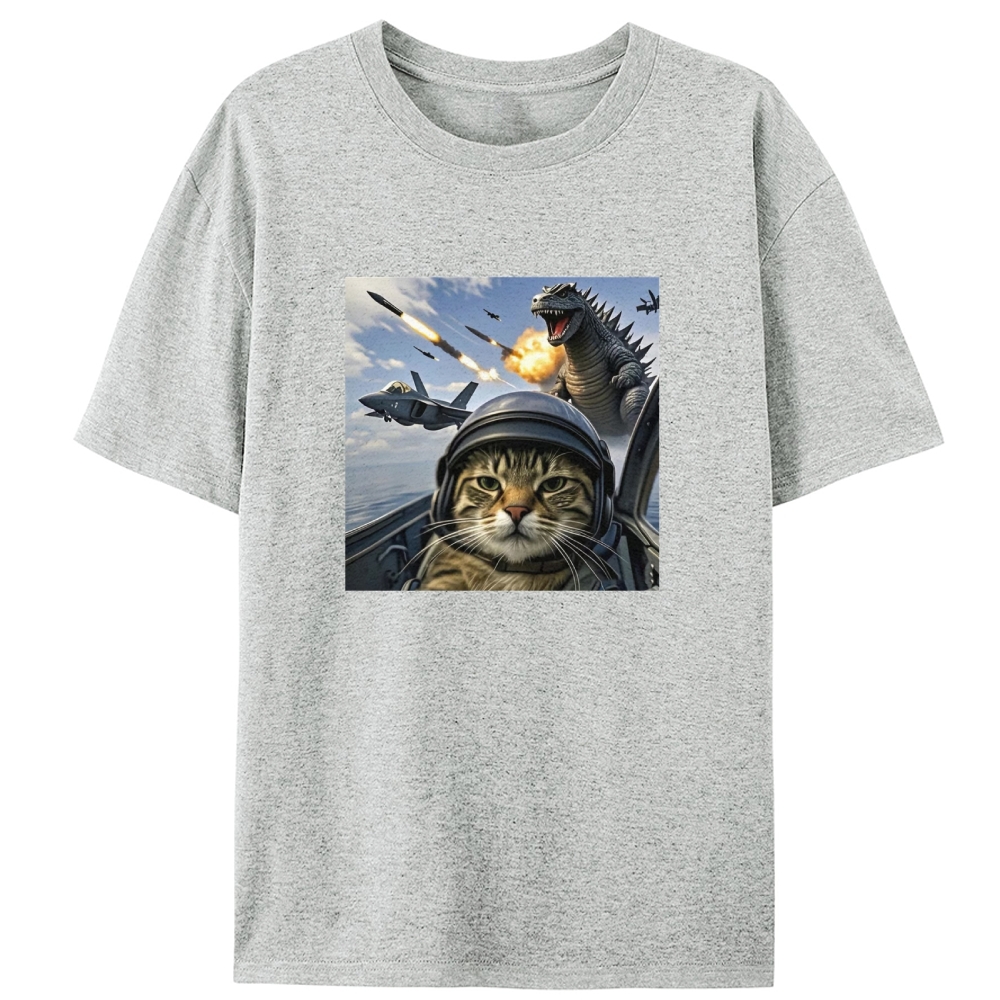 Kaiju Pilot Cat Retro Designed for Women - Slim Fit Cotton Tee