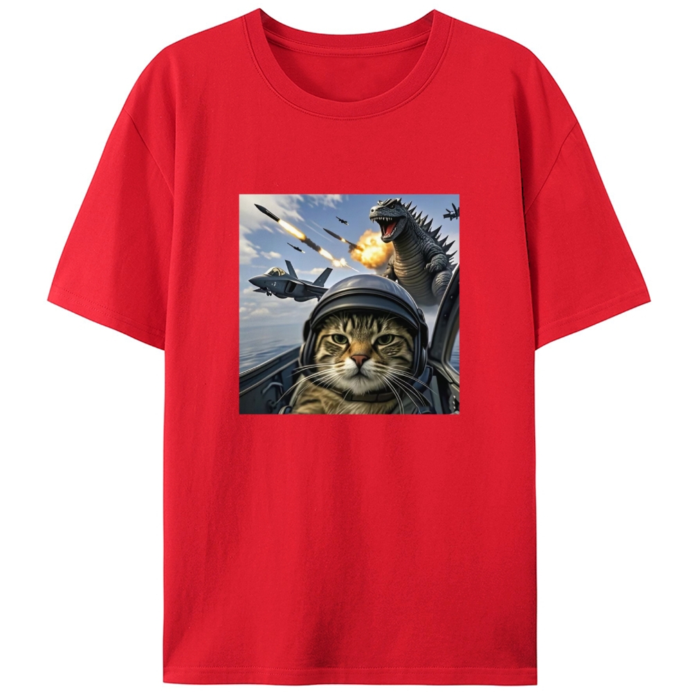 Kaiju Pilot Cat Retro Designed for Women - Slim Fit Cotton Tee
