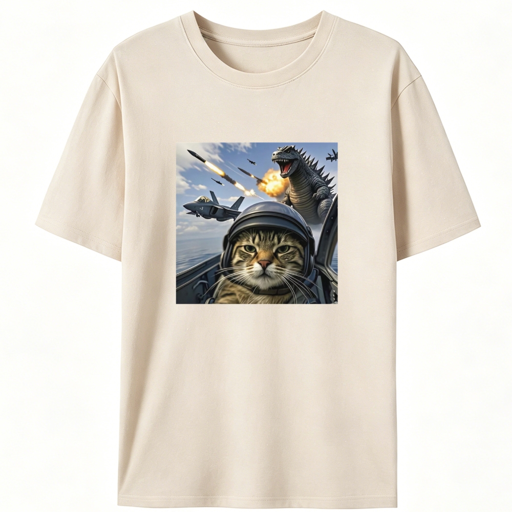 Kaiju Pilot Cat Retro Designed for Women - Slim Fit Cotton Tee