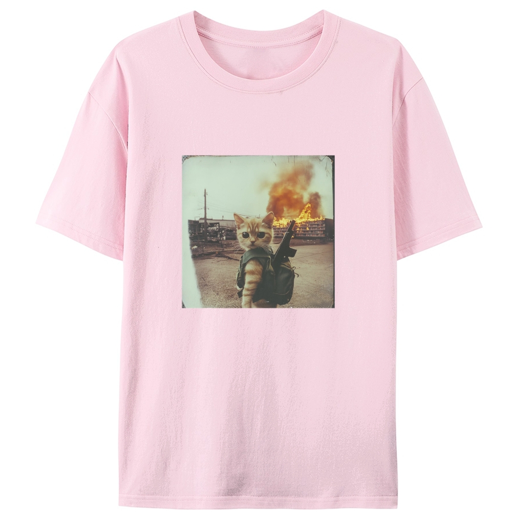 Warzone Kitten Retro Designed for Women - Slim Fit Cotton Tee