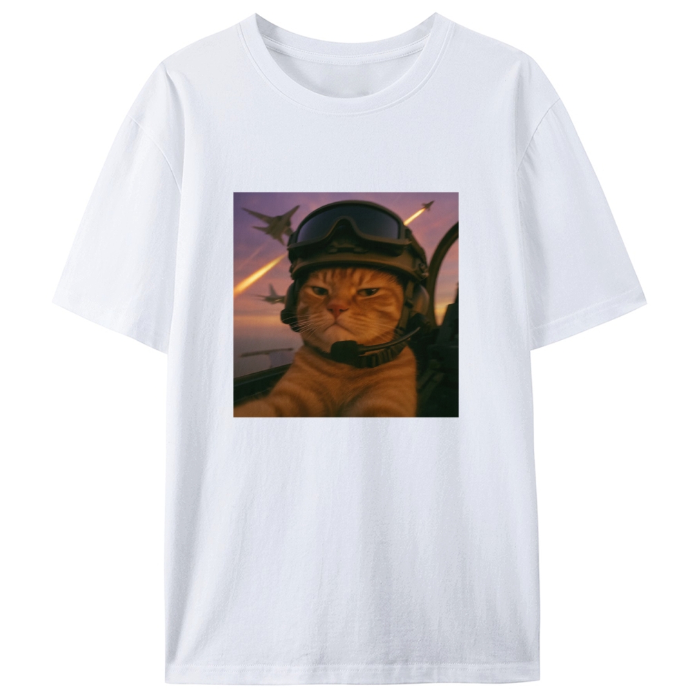 Cat’s Calm, Even When Missiles Fly Retro Designed for Women - Slim Fit Cotton Tee
