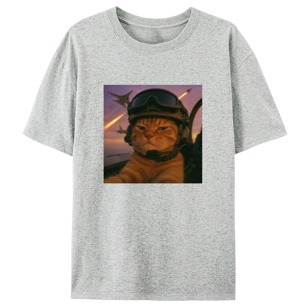 Cat’s Calm, Even When Missiles Fly Retro Designed for Women - Slim Fit Cotton Tee