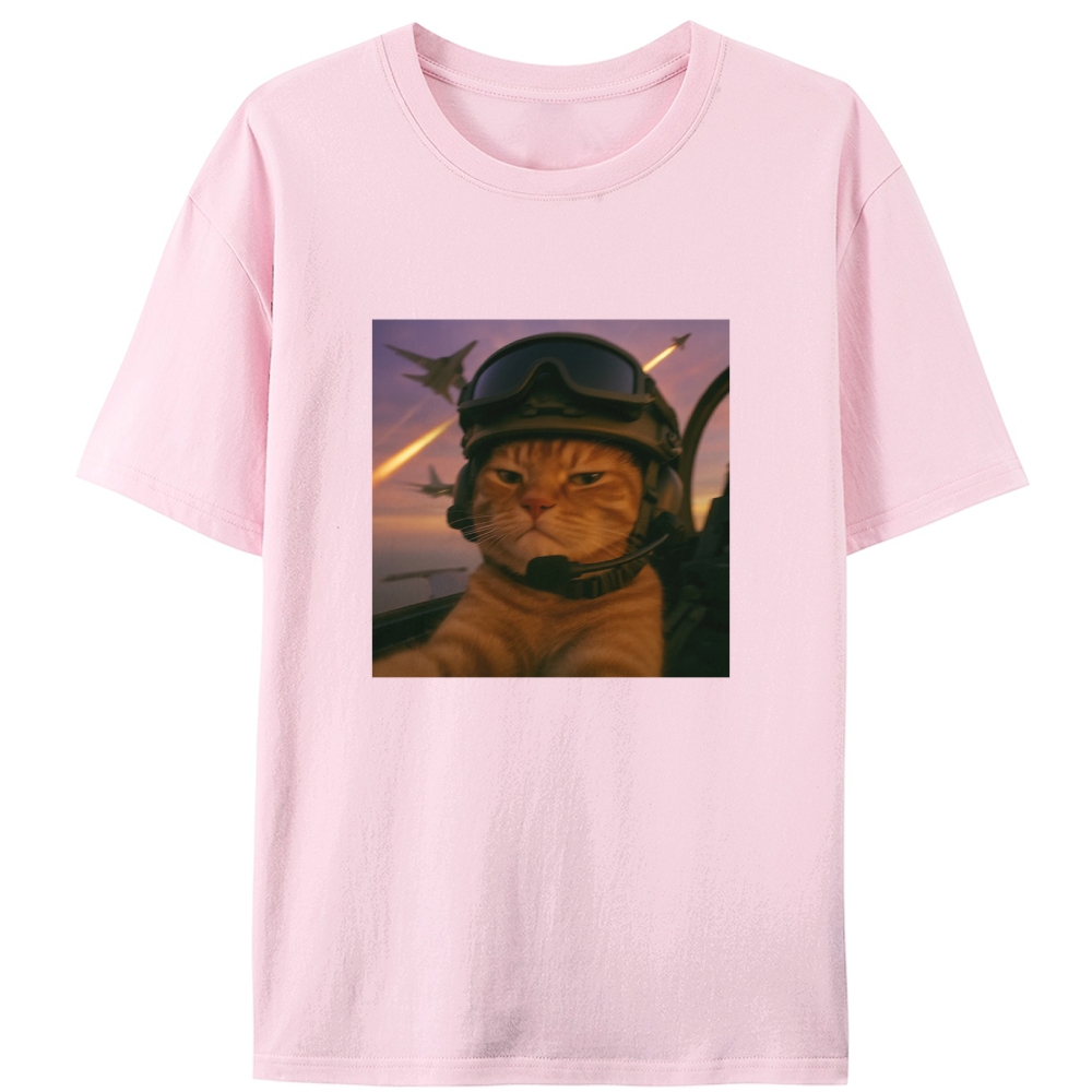 Cat’s Calm, Even When Missiles Fly Retro Designed for Women - Slim Fit Cotton Tee