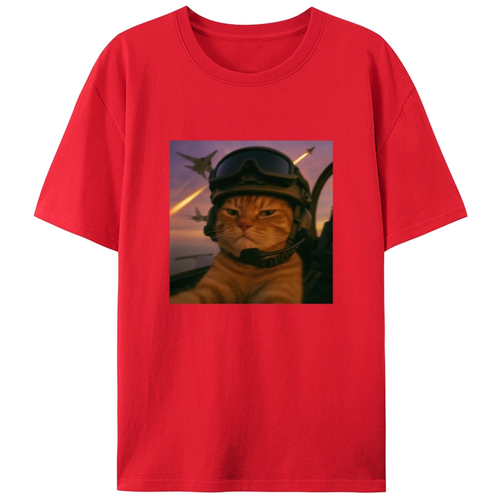 Cat’s Calm, Even When Missiles Fly Retro Designed for Women - Slim Fit Cotton Tee