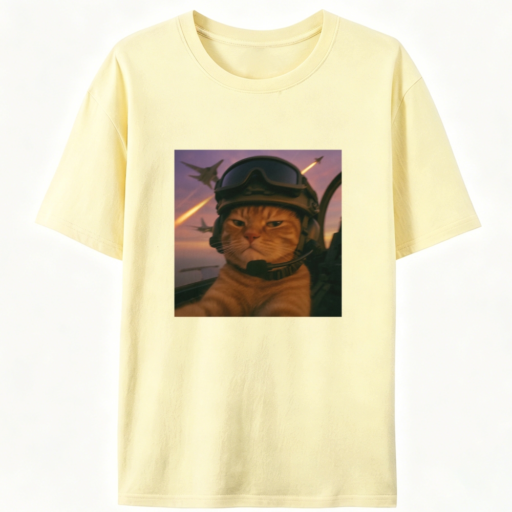Cat’s Calm, Even When Missiles Fly Retro Designed for Women - Slim Fit Cotton Tee