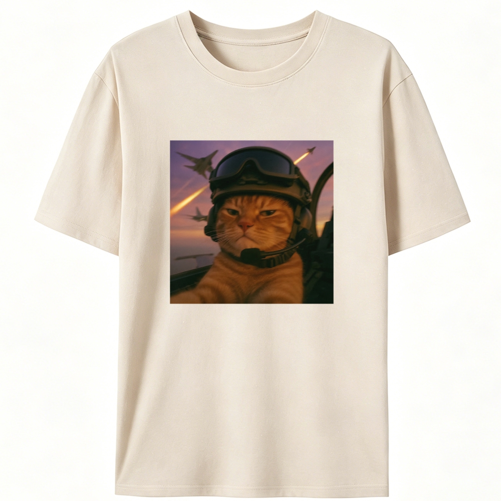 Cat’s Calm, Even When Missiles Fly Retro Designed for Women - Slim Fit Cotton Tee
