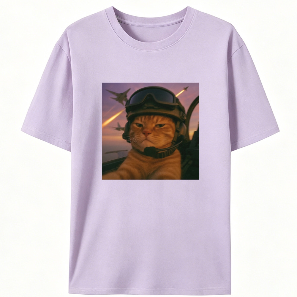 Cat’s Calm, Even When Missiles Fly Retro Designed for Women - Slim Fit Cotton Tee