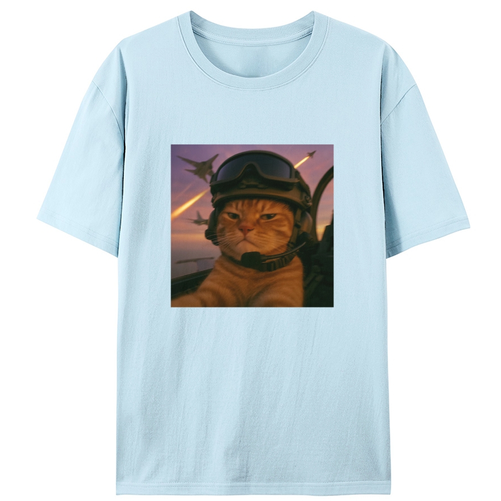 Cat’s Calm, Even When Missiles Fly Retro Designed for Women - Slim Fit Cotton Tee
