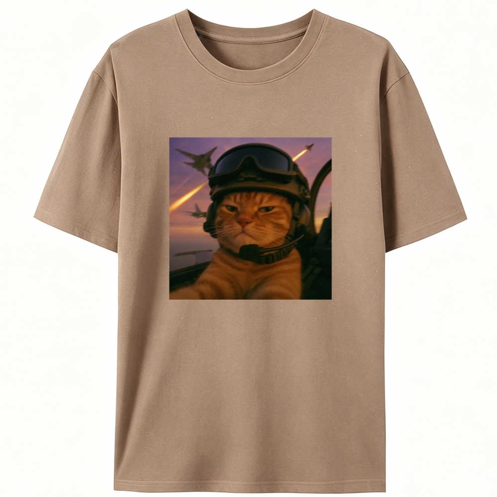 Cat’s Calm, Even When Missiles Fly Retro Designed for Women - Slim Fit Cotton Tee