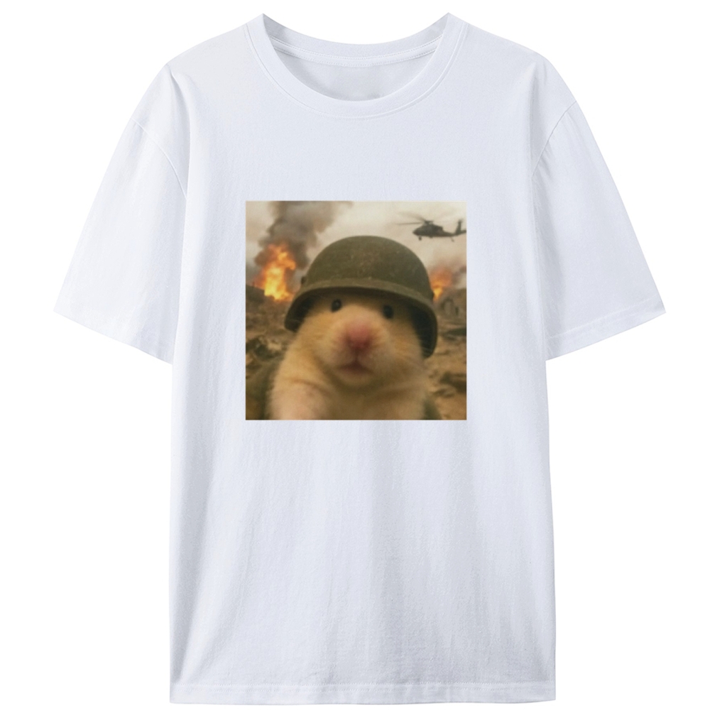 War Hamster Retro Designed for Women - Slim Fit Cotton Tee