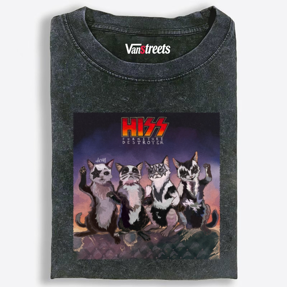 HISS: Furniture Destroyer Retro Washed T-Shirt | 100% Cotton | Streetwear Essential