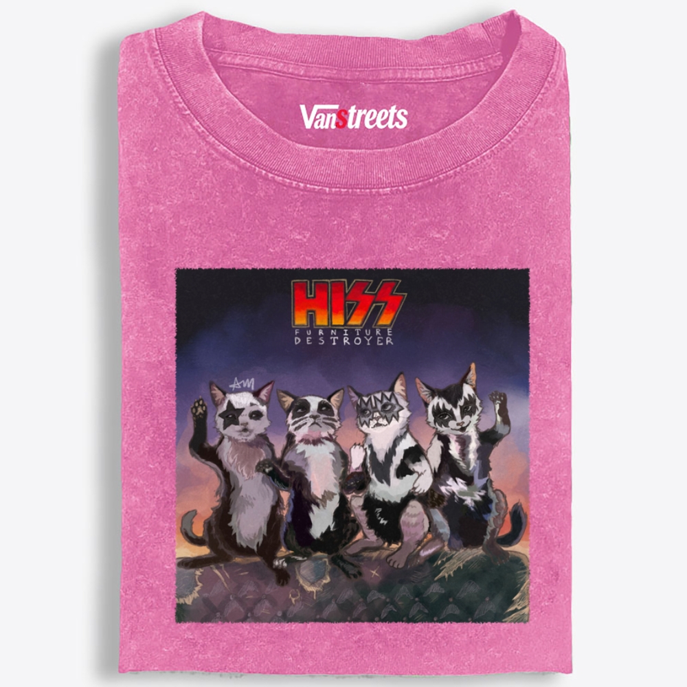 HISS: Furniture Destroyer Retro Washed T-Shirt | 100% Cotton | Streetwear Essential
