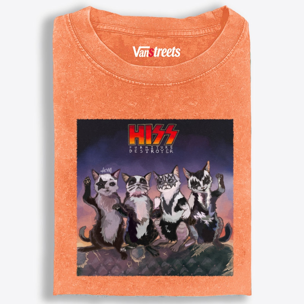 HISS: Furniture Destroyer Retro Washed T-Shirt | 100% Cotton | Streetwear Essential