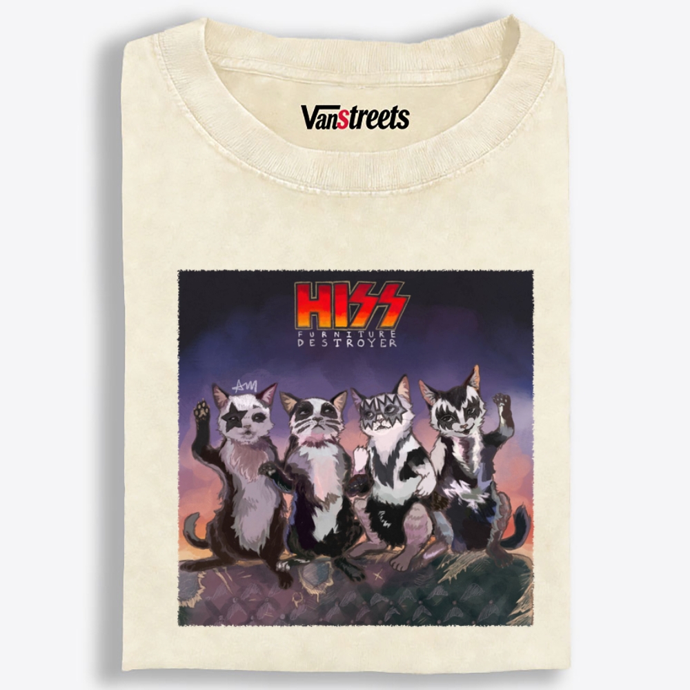 HISS: Furniture Destroyer Retro Washed T-Shirt | 100% Cotton | Streetwear Essential