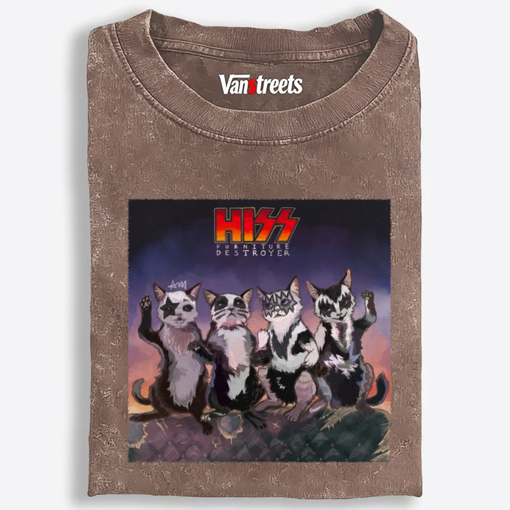 HISS: Furniture Destroyer Retro Washed T-Shirt | 100% Cotton | Streetwear Essential