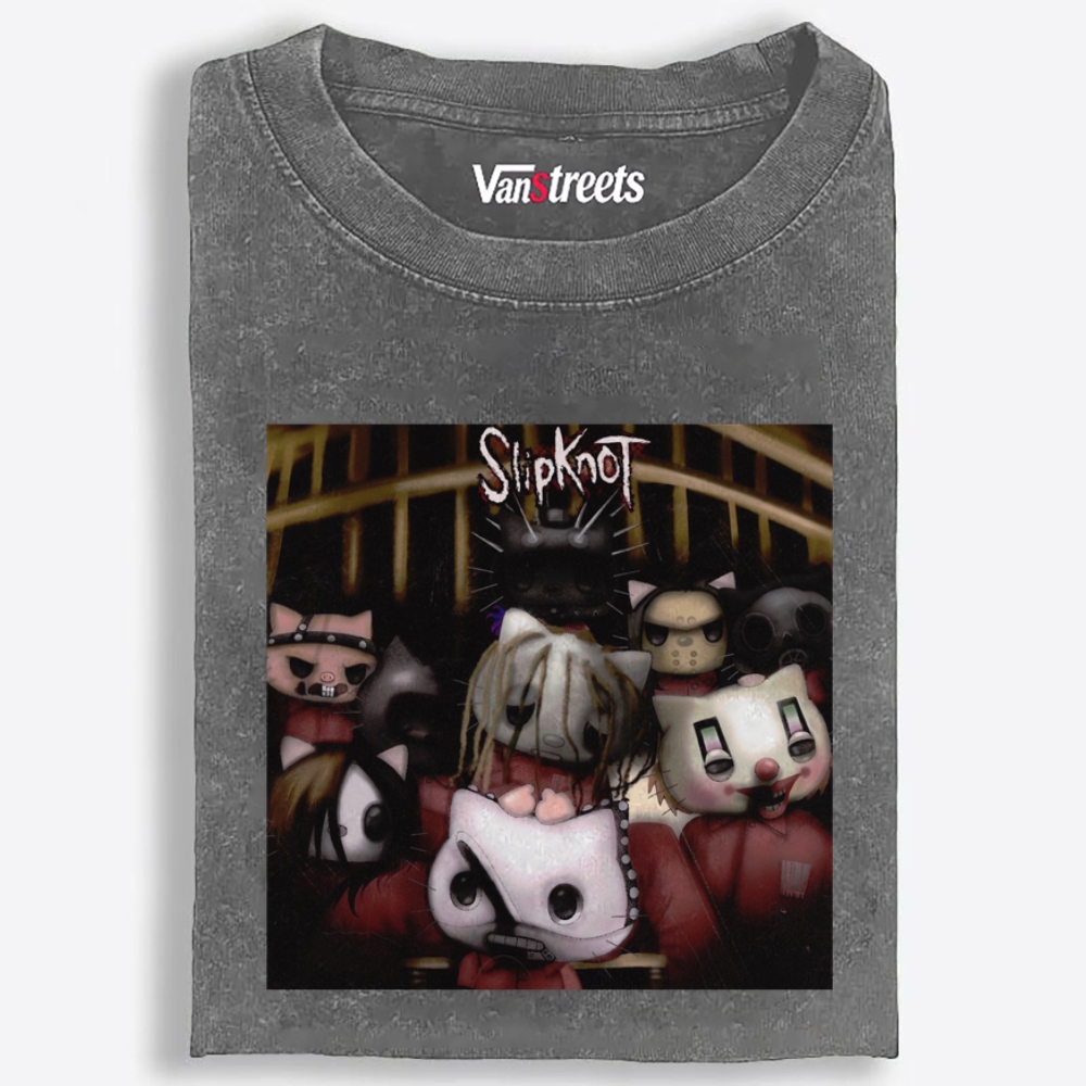SlipKnot: Meowtal Edition Retro Washed T-Shirt | 100% Cotton | Streetwear Essential