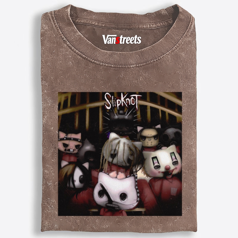 SlipKnot: Meowtal Edition Retro Washed T-Shirt | 100% Cotton | Streetwear Essential