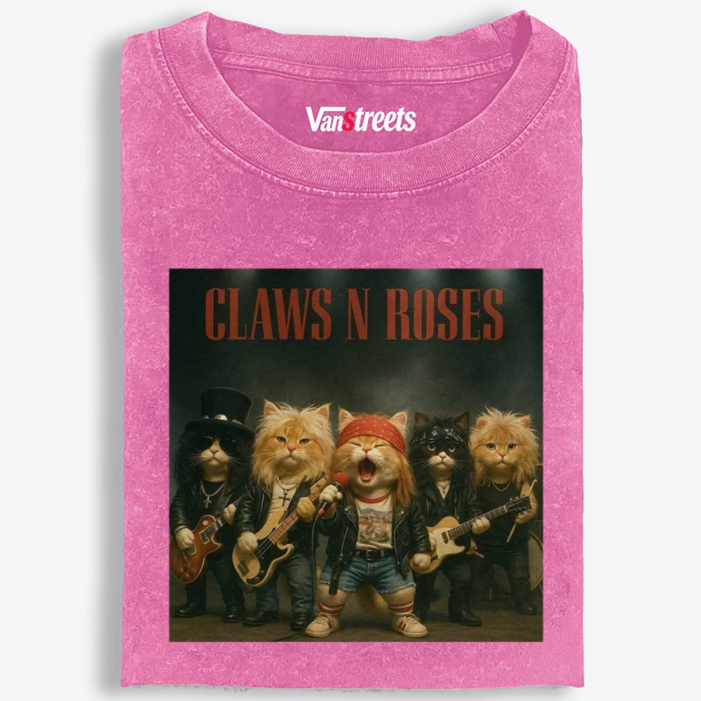 Claws N Roses Retro Washed T-Shirt | 100% Cotton | Streetwear Essential