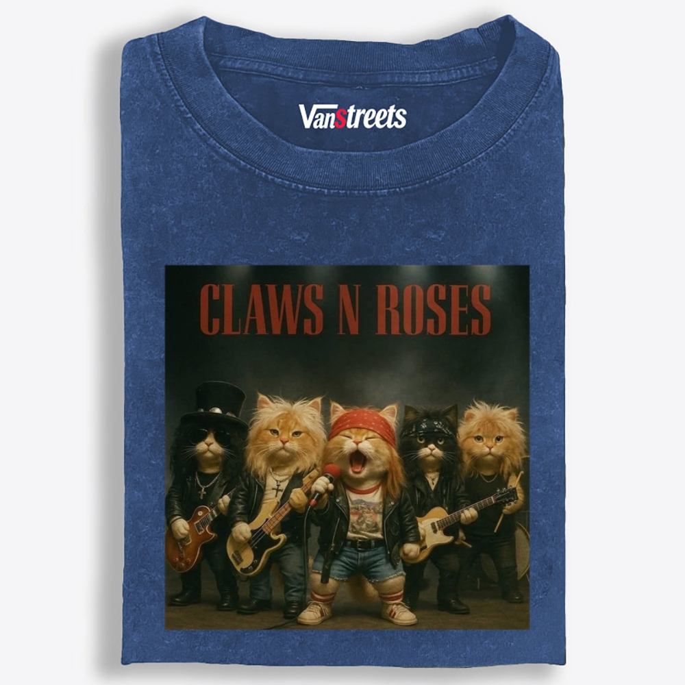 Claws N Roses Retro Washed T-Shirt | 100% Cotton | Streetwear Essential