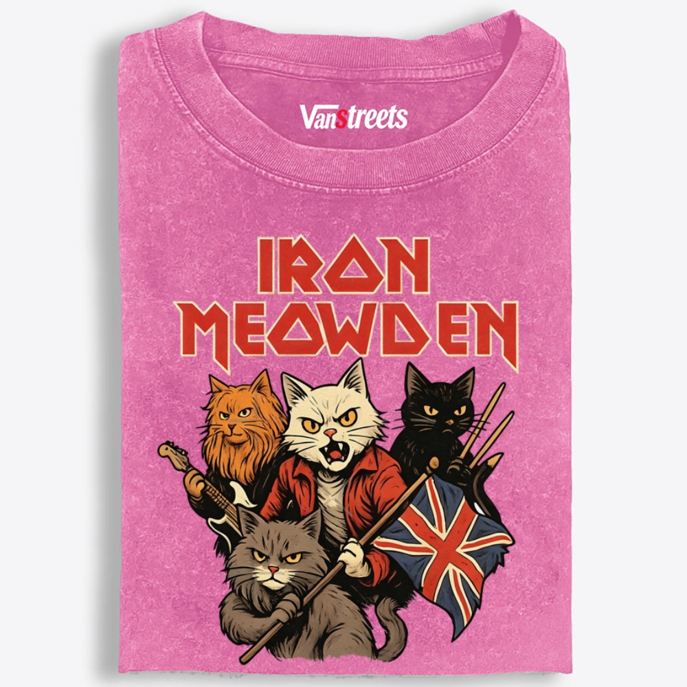 Iron Meowden Retro Washed T-Shirt | 100% Cotton | Streetwear Essential