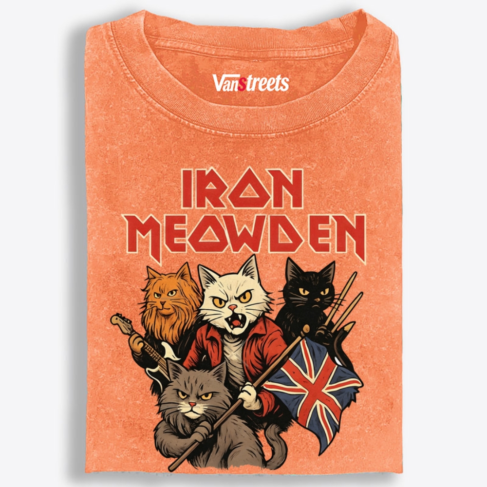Iron Meowden Retro Washed T-Shirt | 100% Cotton | Streetwear Essential