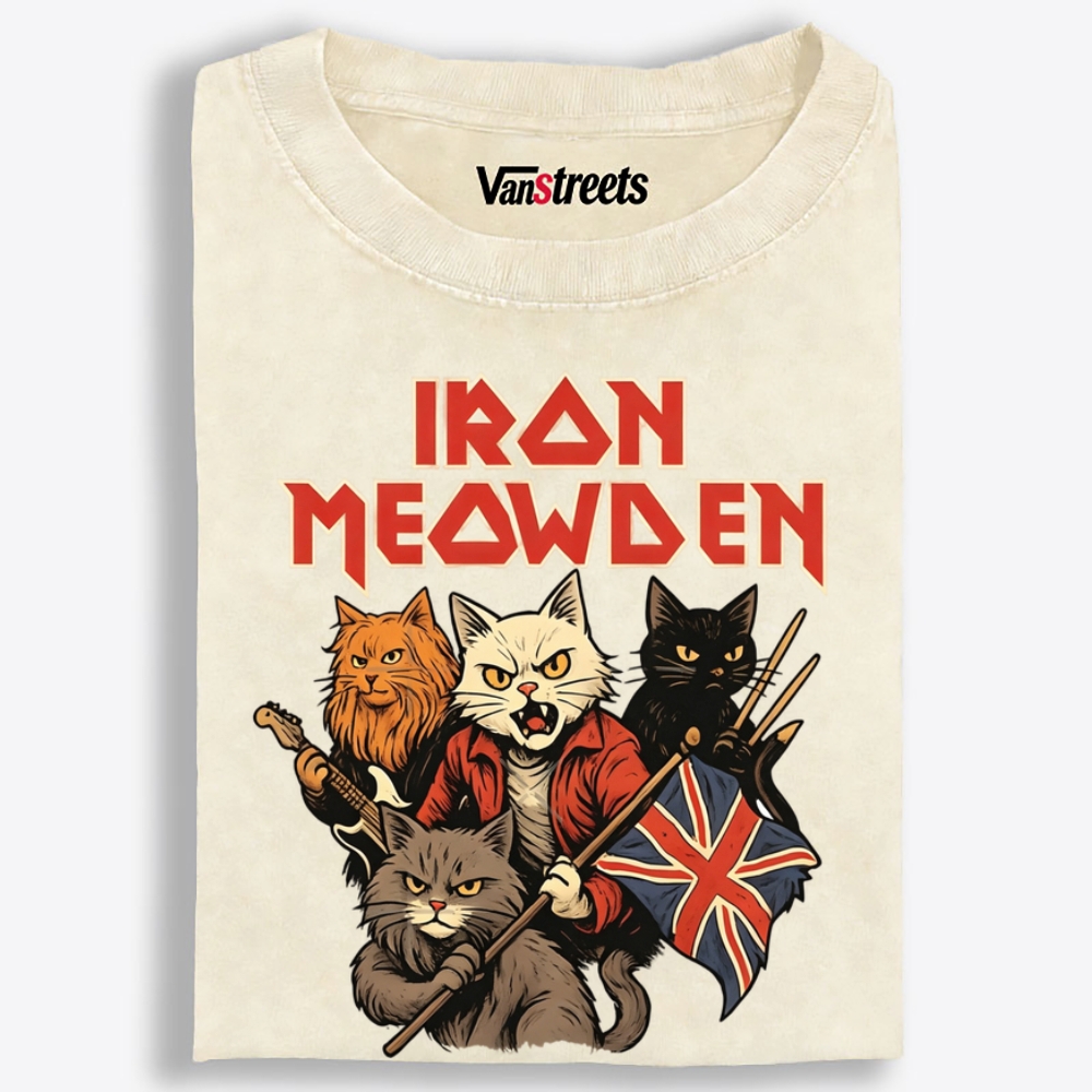Iron Meowden Retro Washed T-Shirt | 100% Cotton | Streetwear Essential