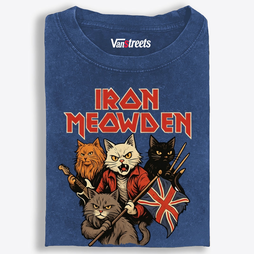 Iron Meowden Retro Washed T-Shirt | 100% Cotton | Streetwear Essential
